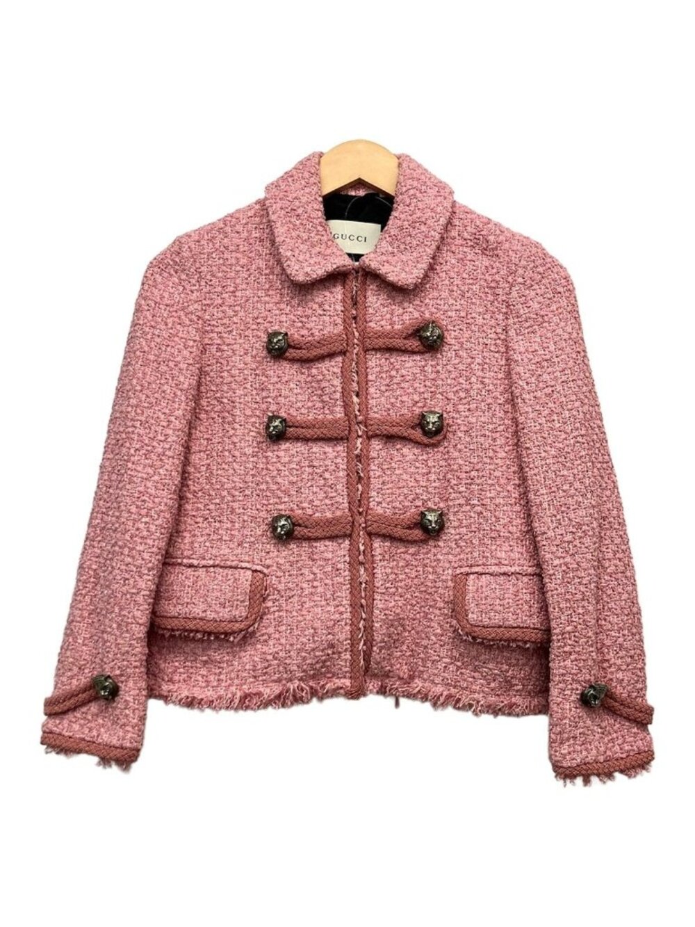 Gucci Jacket 40 M Pink Long Sleeve Tweed Autumn Winter